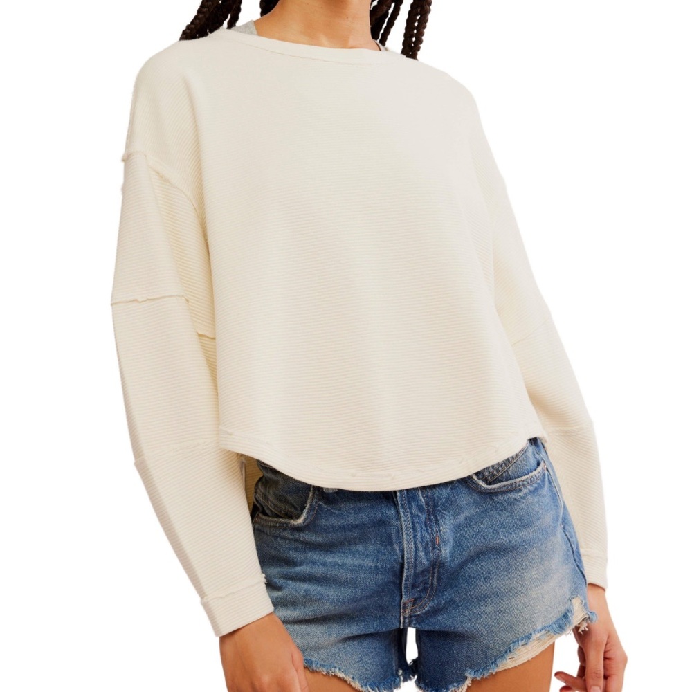 NWT Free People Ivory Total Eclipse Tee Shirt Size Medium